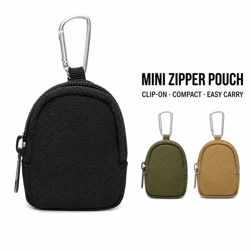 Mini Zipper Key Coin Pouch wit - Edc Carry Coins recension och pris