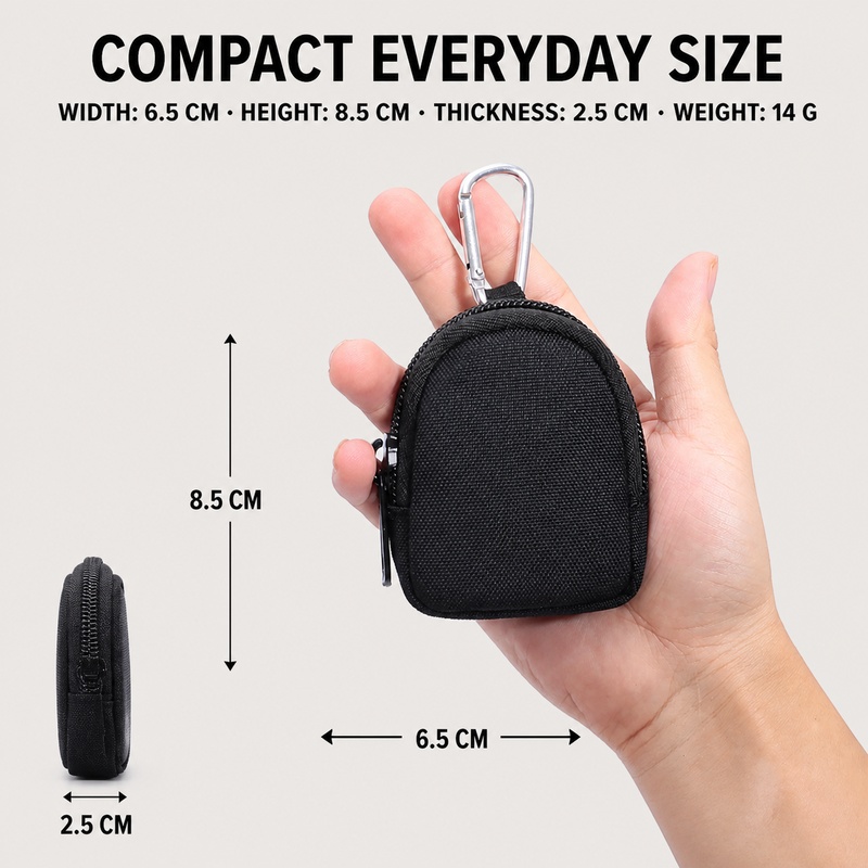 Mini Zipper Key Coin Pouch wit - Edc Carry Coins recension och pris