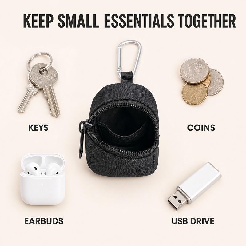 Mini Zipper Key Coin Pouch wit - Edc Carry Coins recension och pris